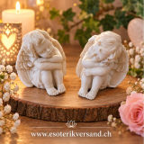 2er Set Engel Figuren – Sitzende Schutzengel in Weiss, ca. 7 cm