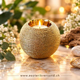 Teelichthalter Gold – Kugelform mit edler Struktur, 10 × 9 cm