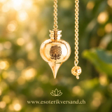 Füllpendel Lebensblume auf Lotus aus Messing