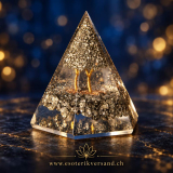 Orgon Pyramide Lebensbaum mit Pyrit – 8 cm, in Geschenkverpackung