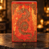 Holzbox Drache – rotes Mangoholz mit Blattgold