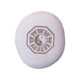 Fluss-Stein Yin Yang I-Ging, weiss/gold