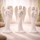 Engel stehend weiss – 20 cm – Elegante Resin Figur im Marmoreffekt