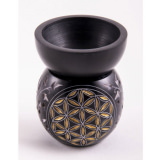 Aromalampe Kugel, schwarz, mit der Blume des Lebens