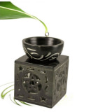 Duftlampe Pentagramm aus schwarzen Speckstein