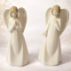 Engel-Figuren 2er-Set aus Keramik – Cremeweiss mit Goldhaar