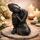 Buddha Biku Figur – 12 cm – Schwarz in Steinoptik