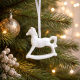 Schaukelpferd Weihnachtsbaum Anhänger  – Dekorativer Christbaumschmuck weiss