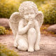 Engel „Psst“ hockend – 21 cm – Wetterfeste Gartenfigur & stilvolle Indoor-Dekoration