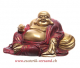 Lachender Buddha rot & gold – Resin Glücksfigur, 24cm