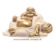 Happy Buddha Figur creme & gold – Resin Glücksbringer, 24cm