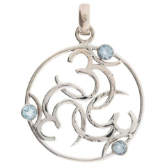 Triple OM mit Topaz, 925 Sterling Silber