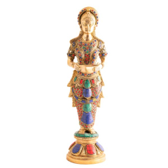 Lakshmi kunstvoll mit Steinen, aus Messing, 36cm