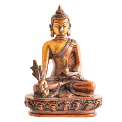 Medizin Buddha aus Messing, Nepali Orange