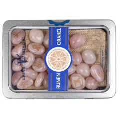 Edelstein Runenorakel-Set aus Rosenquarz