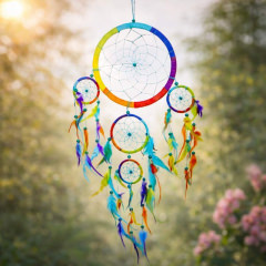 Traumfänger Dreamcatcher „Rainbow“ – 22 cm – mehrfarbig