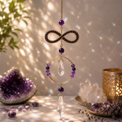 Sonnenfänger Unendlichkeit mit Amethyst & Kristall – Spirituelle Fensterdeko für Schutz, Harmonie & Lichtenergie 31 cm