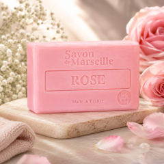 Natürliche Marseille Seife Rose 100g – Französische Wellnessseife mit edlem Rosenduft