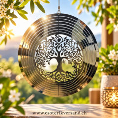 Windspiel Lebensbaum aus Edelstahl – 25 cm | Spirituelle Dekoration