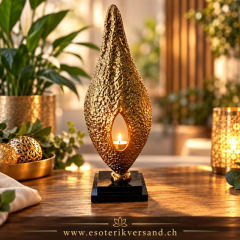 Exklusiver Teelichthalter Flamme aus massivem Messing – 46 cm