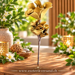 Goldene Kunstblume mit 3 Blüten – 40 cm