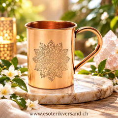 Ayurvedischer Kupferbecher Mandala – 450 ml aus 99,9 % reinem Kupfer