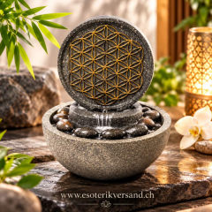 Zimmerbrunnen Blume des Lebens mit LED-Licht – 26 cm