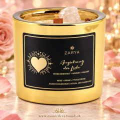 Ritualkerze Anziehung der Liebe mit Rosenquarz