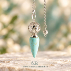 Pendel Türkis mit Lebensblume-Kugel – 5,3 cm