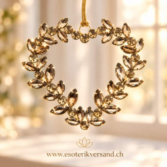 Kristallherz Gold – Fensterdekoration mit facettiertem Glaskristall