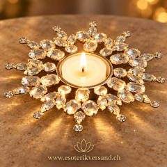 Teelicht Kristallstern mit facettiertem Glaskristall – 14 cm
