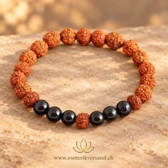 Rudraksha Armband mit schwarzem Turmalin – Schutz & Erdung