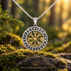 Vegvisir Anhänger Edelstahl, teilvergoldet – mit 60 cm Kette