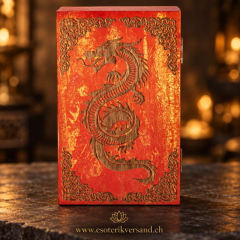 Holzbox Drache – rotes Mangoholz mit Blattgold
