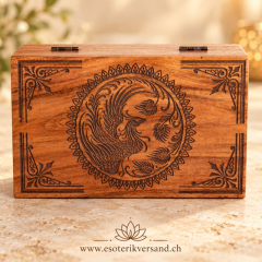 Holzbox Phönix aus Akazienholz – Tarot- & Schmuckbox