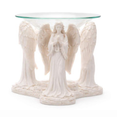 Engel Duftlampe „Sacred Prayer“ – betende Engel aus Resin mit Glas-Schale