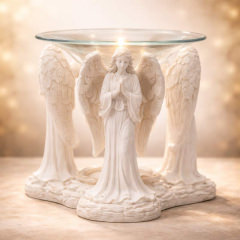 Engel Duftlampe „Sacred Prayer“ – betende Engel aus Resin mit Glas-Schale