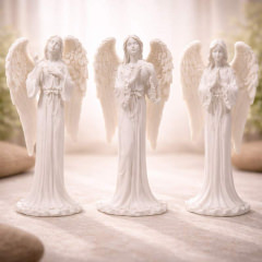 Engel stehend weiss – 20 cm – Elegante Resin Figur im Marmoreffekt