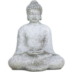 Buddha meditierend,steingrau, 12 cm