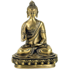 Buddha Mudra der Lehre einfarbig,aus Messing, 20 cm