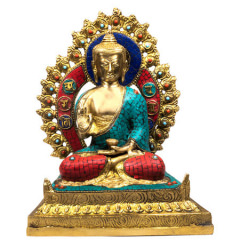 Buddha Shakyamuni auf Thron mit Mosaikdekoration