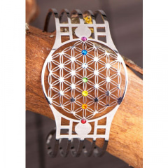 Blume des Lebens Armreif mit 7 Chakra Kristallen