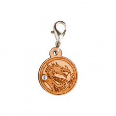 Drache - Holz-Charm mit Kristall