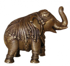 Grosser Elefant aus Messing, 19cm
