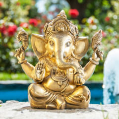 Ganesha aus Messing, 23 cm Goldantik