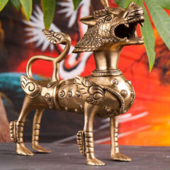 Wächterhund aus Messing antik, 20 cm