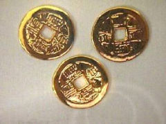 I-Ging Münzen, 3 St., vergoldet