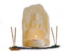 Buddha Relief mit Teelichthalter