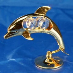 Delfin - Kristallfigur, Gold-Plated