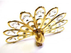 Peacock - Lichtobjekt, Gold plated mit Swarovski Kristallen